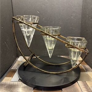 Gold and Glass Candle Holder